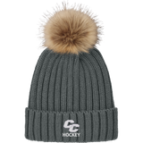 Curry College Faux Fur Pom Beanie